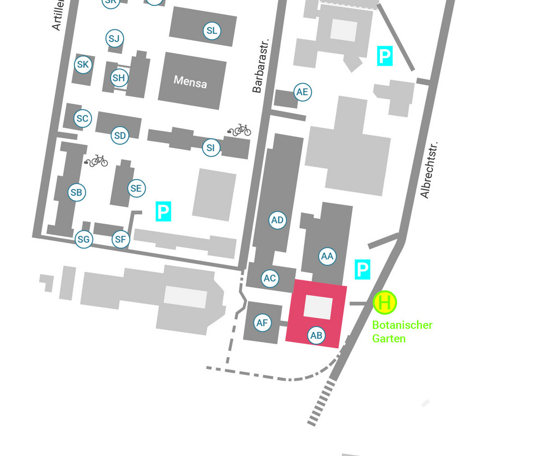 Das Bild zeigt den Lageplan der 365Ͷע_365ƽ̨bet-ַ Osnabrck am Campus Caprivi und Westerberg